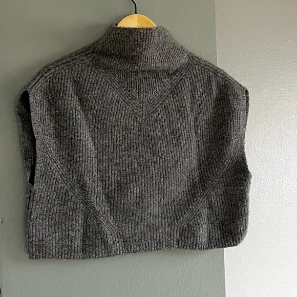 Anthropologie Cashmere Charcoal Crop Sweater Vest - Picture 3 of 12